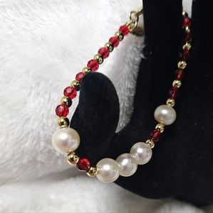 Genuine Freshwater Cultured Pearls, Austrian Crystals and Gold